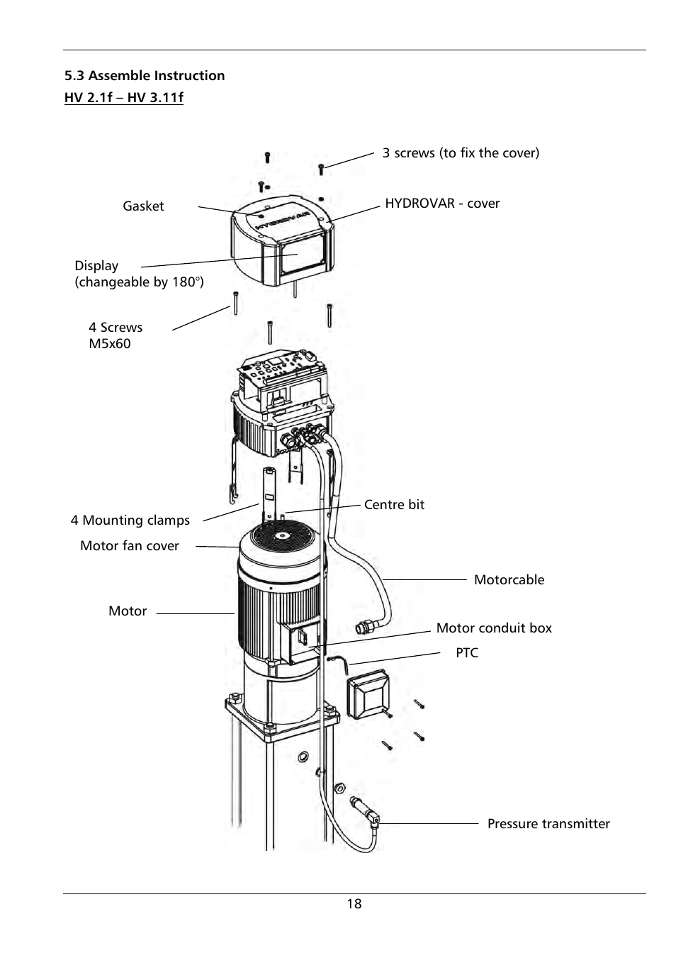 Xylem HYDROVAR (HV2.1 - 3.45) User Manual | Page 18 / 72