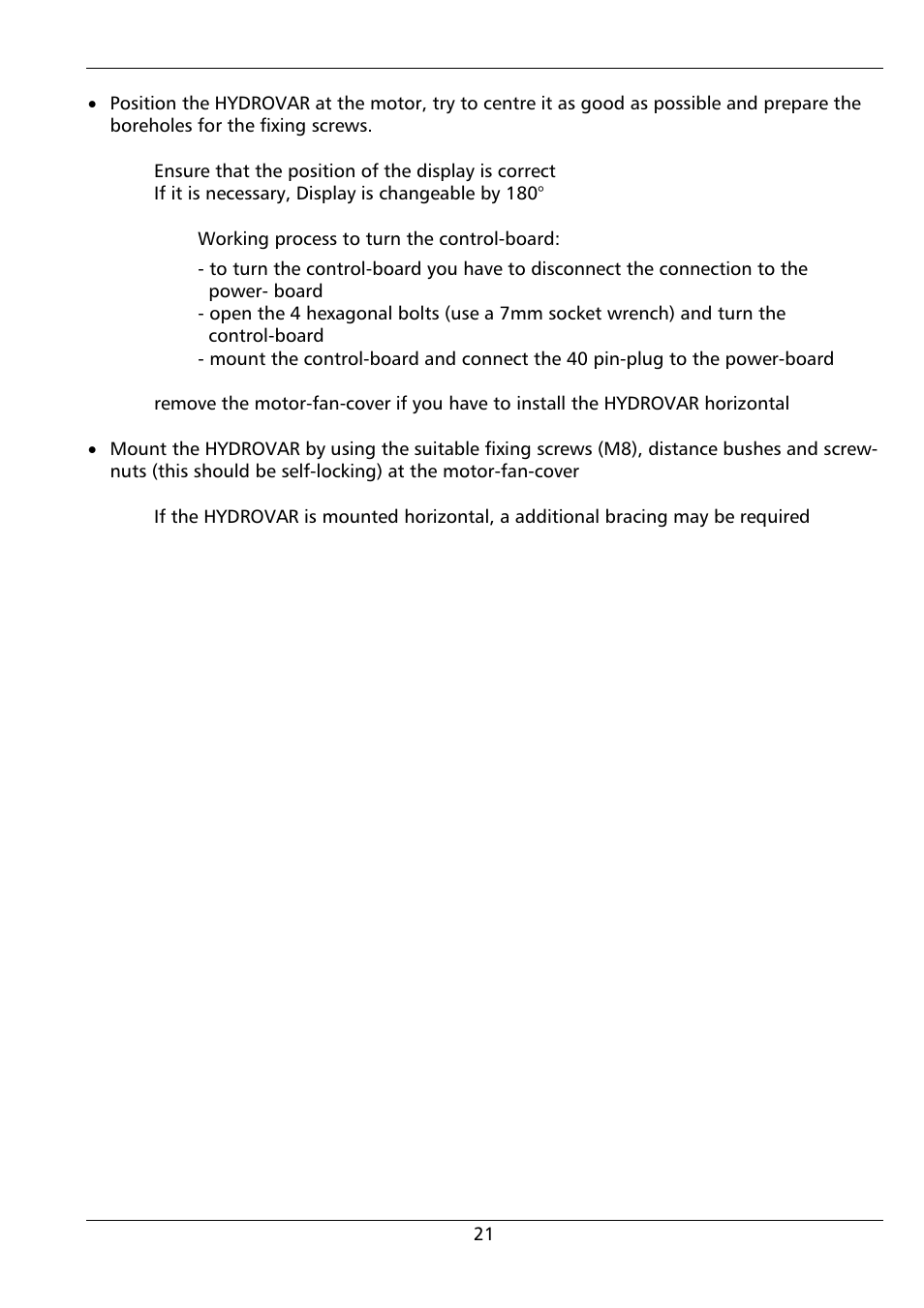 Xylem HYDROVAR (HV2.1 - 3.45) User Manual | Page 21 / 72