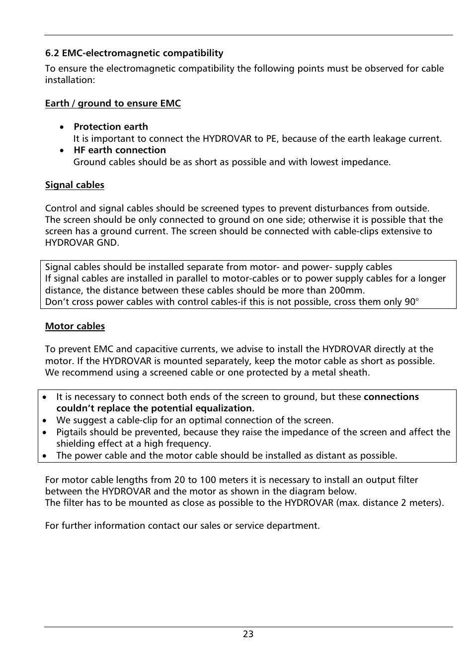 Xylem HYDROVAR (HV2.1 - 3.45) User Manual | Page 23 / 72