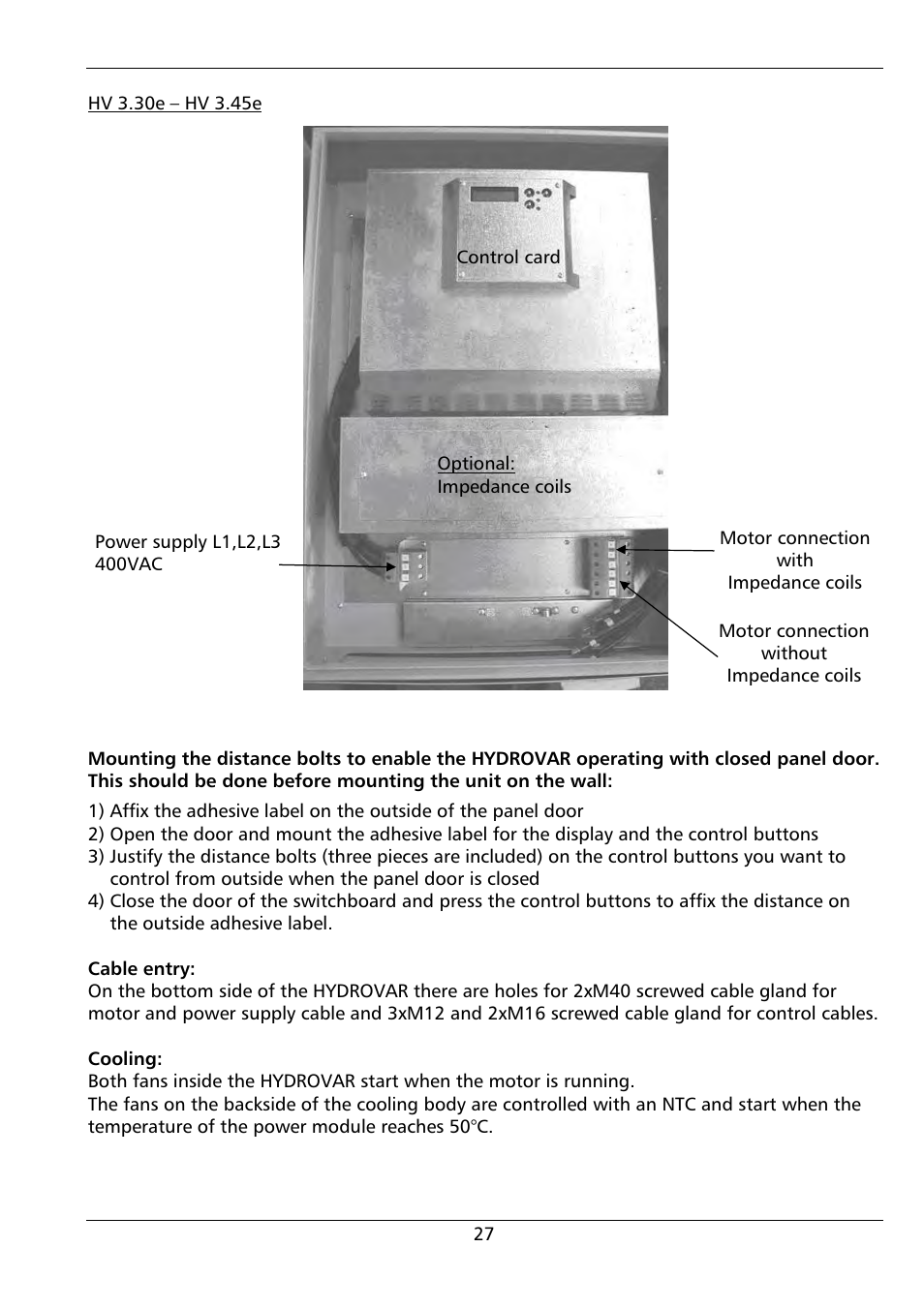 Xylem HYDROVAR (HV2.1 - 3.45) User Manual | Page 27 / 72