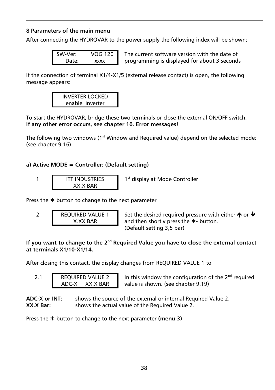 Xylem HYDROVAR (HV2.1 - 3.45) User Manual | Page 38 / 72