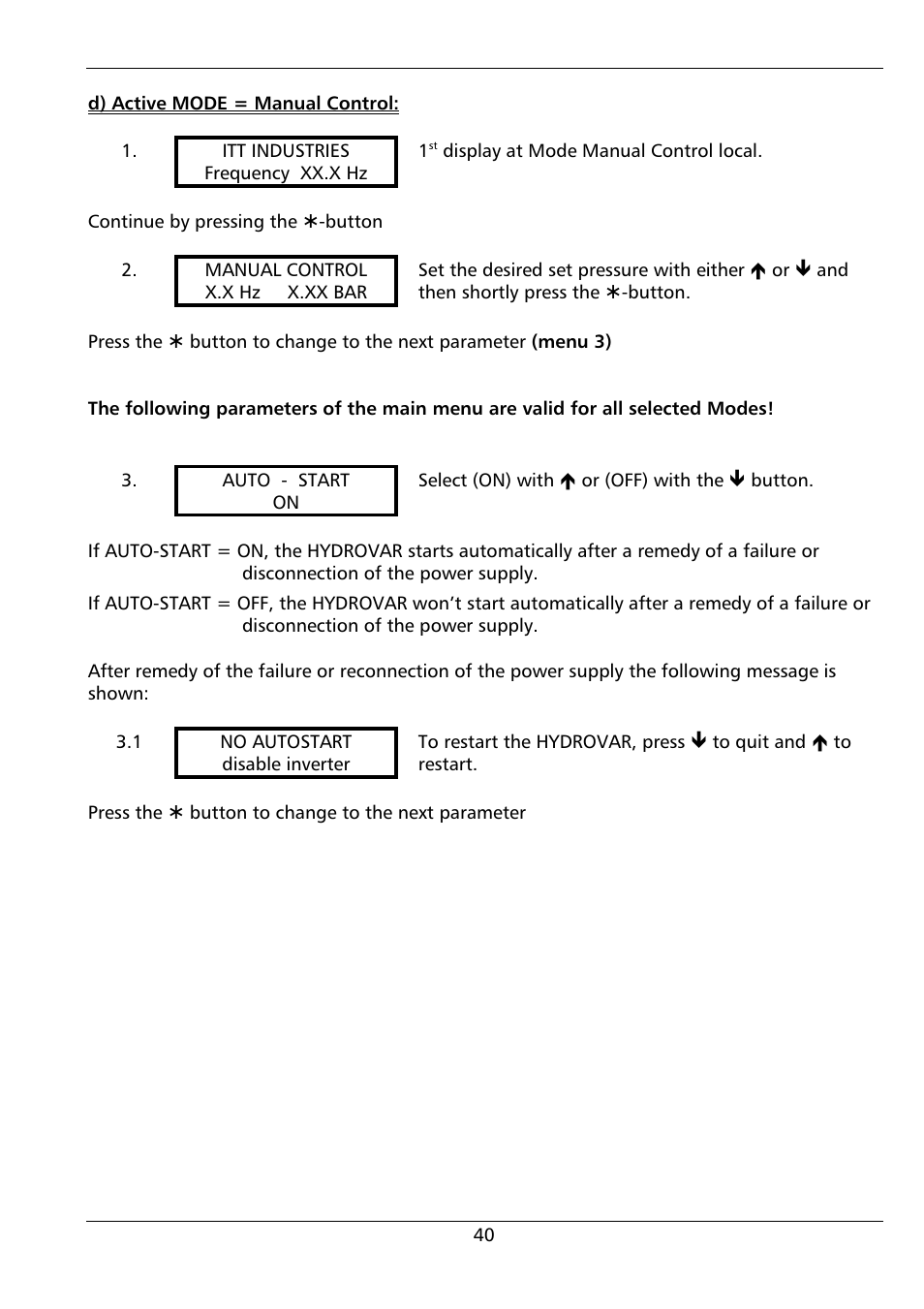 Xylem HYDROVAR (HV2.1 - 3.45) User Manual | Page 40 / 72