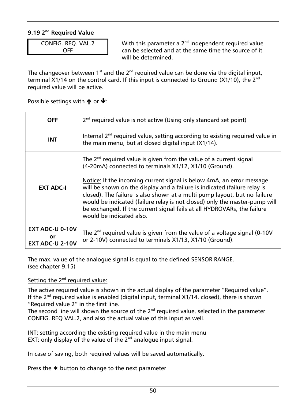Xylem HYDROVAR (HV2.1 - 3.45) User Manual | Page 50 / 72