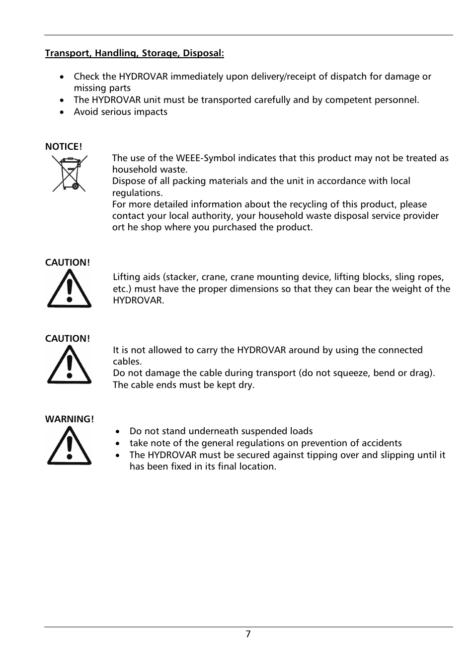 Xylem HYDROVAR (HV2.1 - 3.45) User Manual | Page 7 / 72