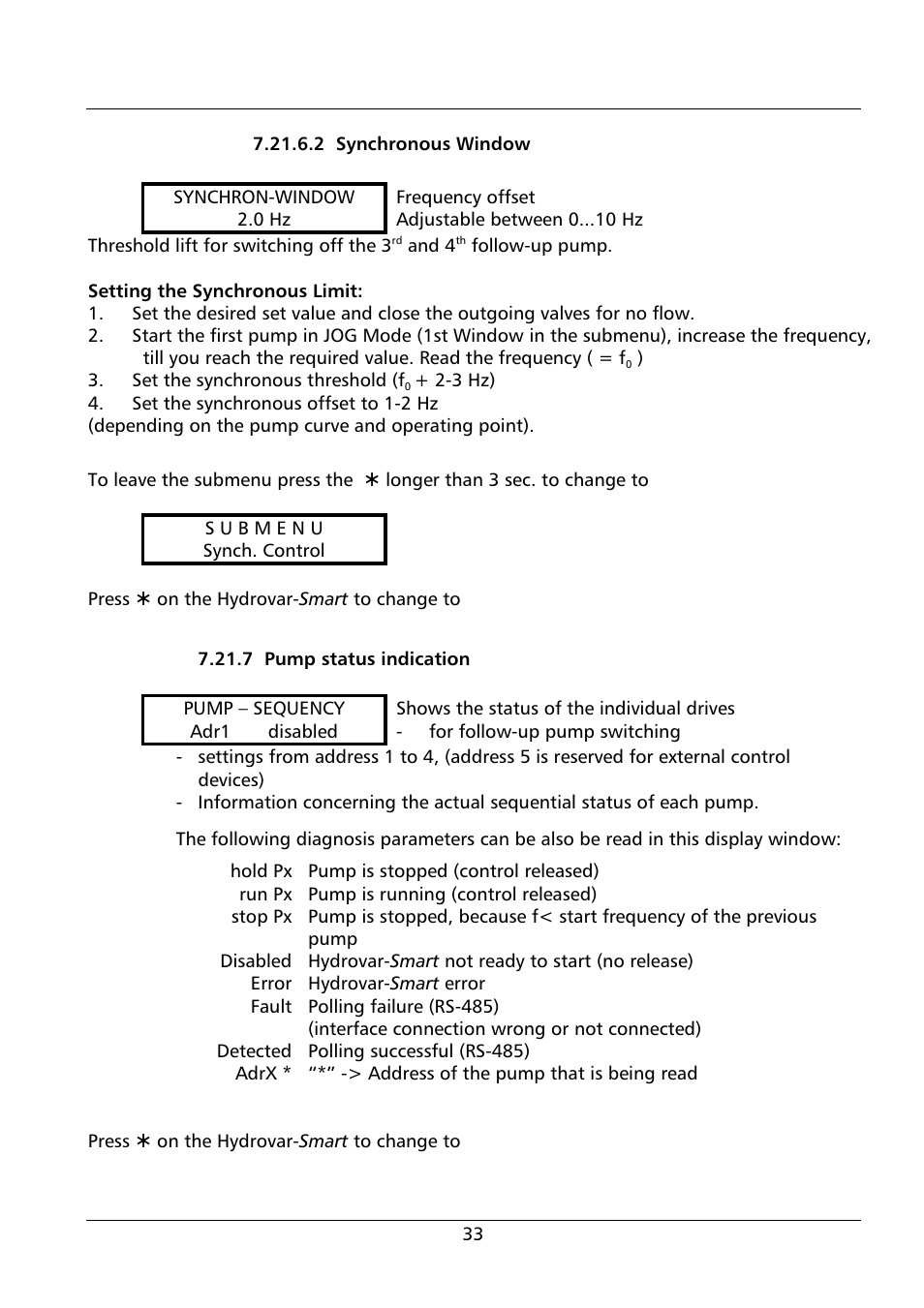 Xylem HYDROVAR Smart User Manual | Page 33 / 128