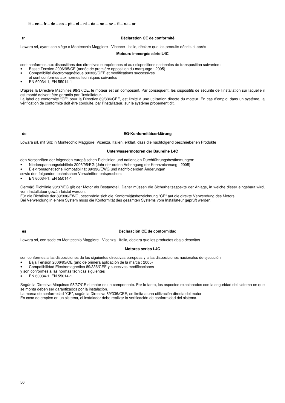 Xylem L4C User Manual | Page 50 / 56
