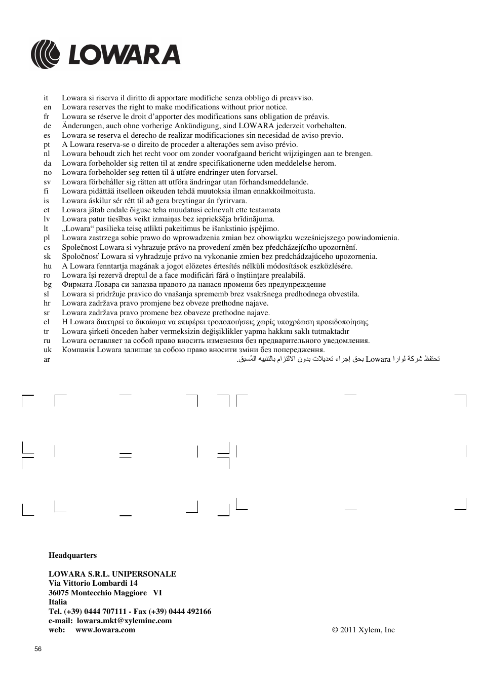 Xylem L4C User Manual | Page 56 / 56