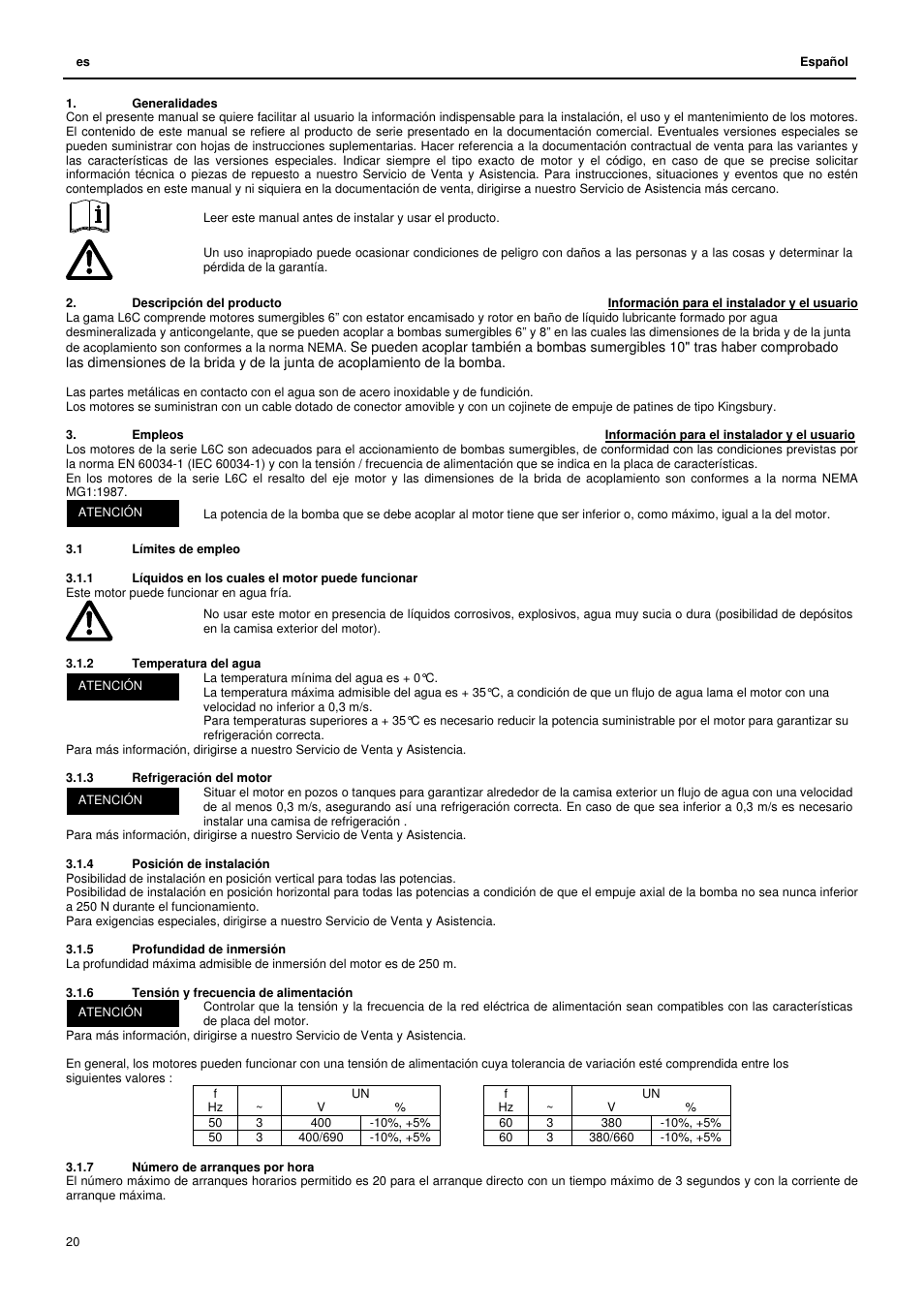 Xylem L6C User Manual | Page 20 / 56