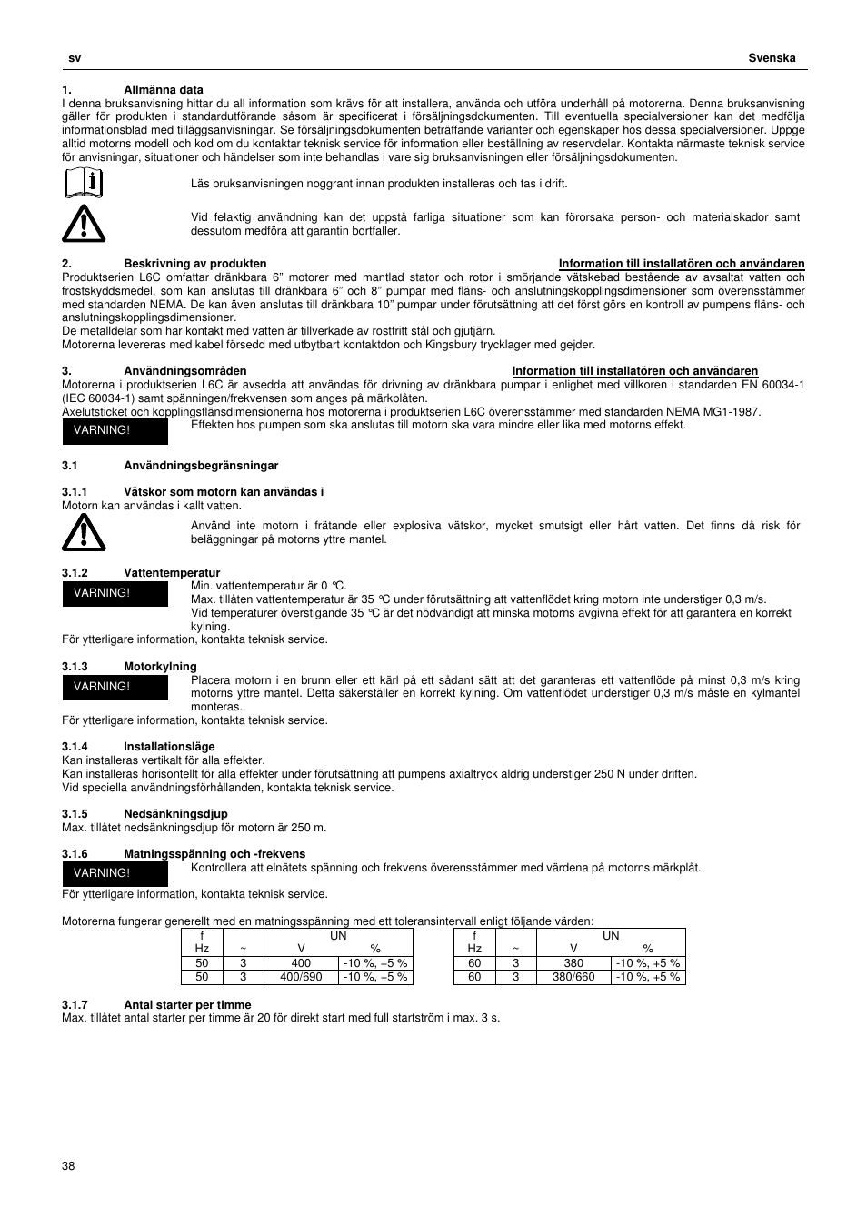 Xylem L6C User Manual | Page 38 / 56