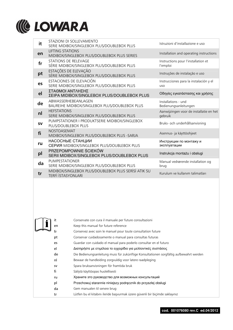 Xylem MIDIBOX SINGLEBOX PLUS DOUBLEBOX PLUS User Manual | 132 pages