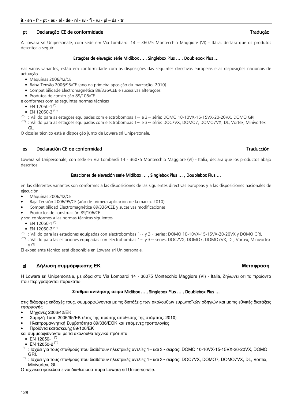 Xylem MIDIBOX SINGLEBOX PLUS DOUBLEBOX PLUS User Manual | Page 128 / 132