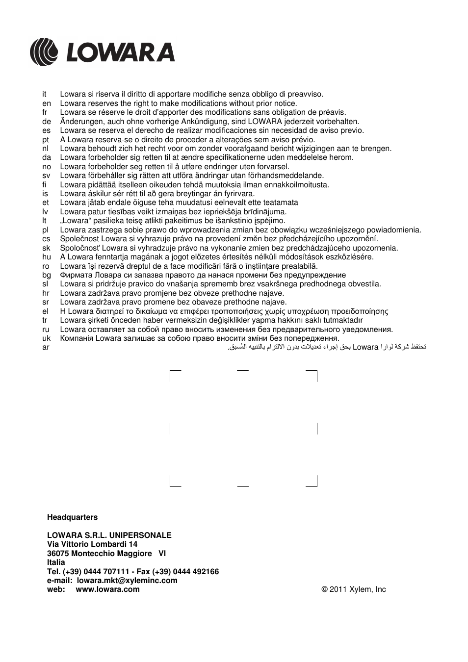 Xylem MIDIBOX SINGLEBOX PLUS DOUBLEBOX PLUS User Manual | Page 132 / 132