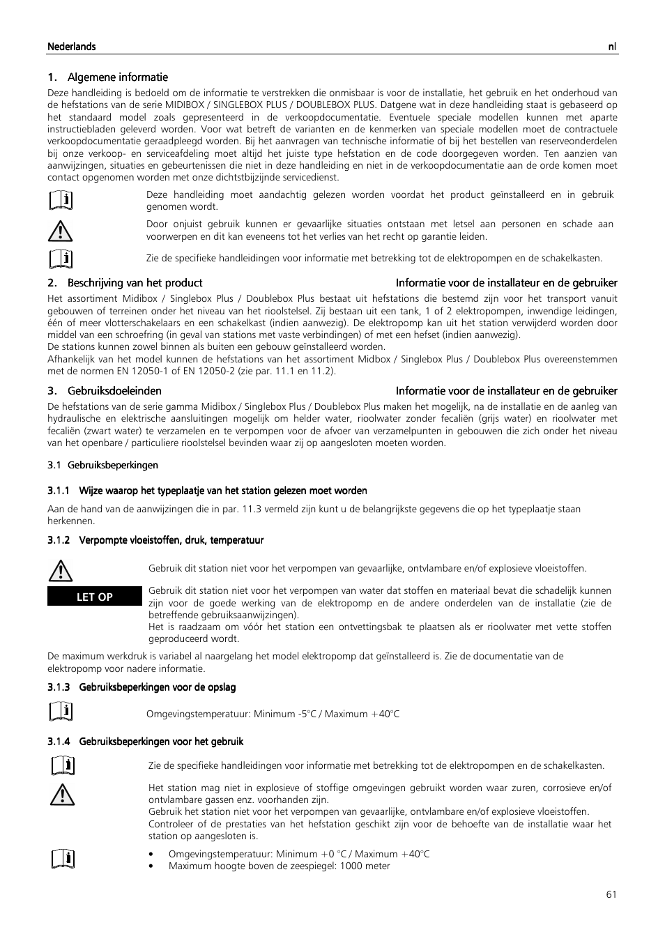 Xylem MIDIBOX SINGLEBOX PLUS DOUBLEBOX PLUS User Manual | Page 61 / 132