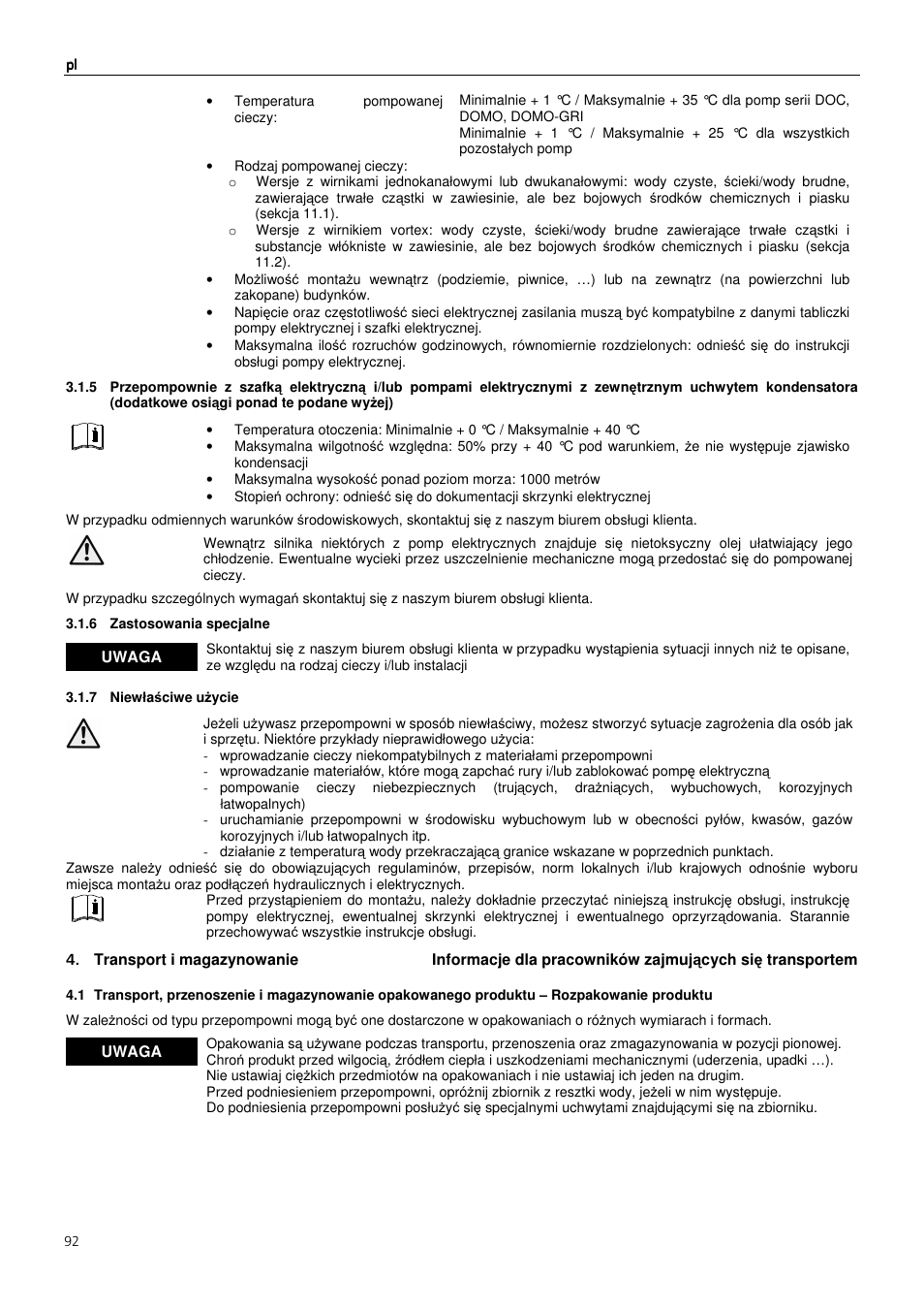 Uwaga | Xylem MIDIBOX SINGLEBOX PLUS DOUBLEBOX PLUS User Manual | Page 92 / 132