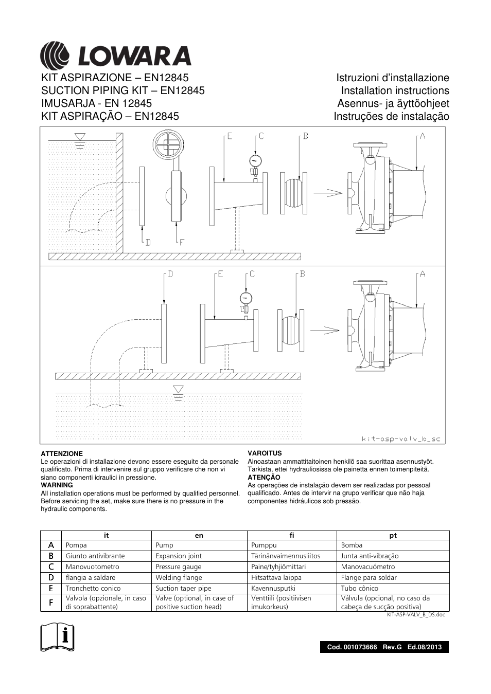 Xylem Suction piping kit EN12845 User Manual | 2 pages