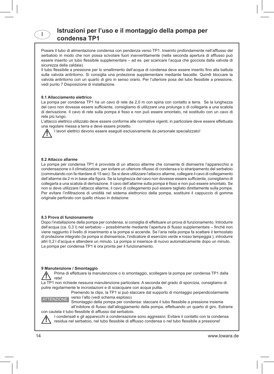 I8.2 | Xylem TP1 User Manual | Page 14 / 24