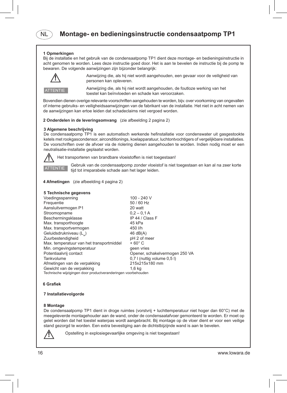 Xylem TP1 User Manual | Page 16 / 24