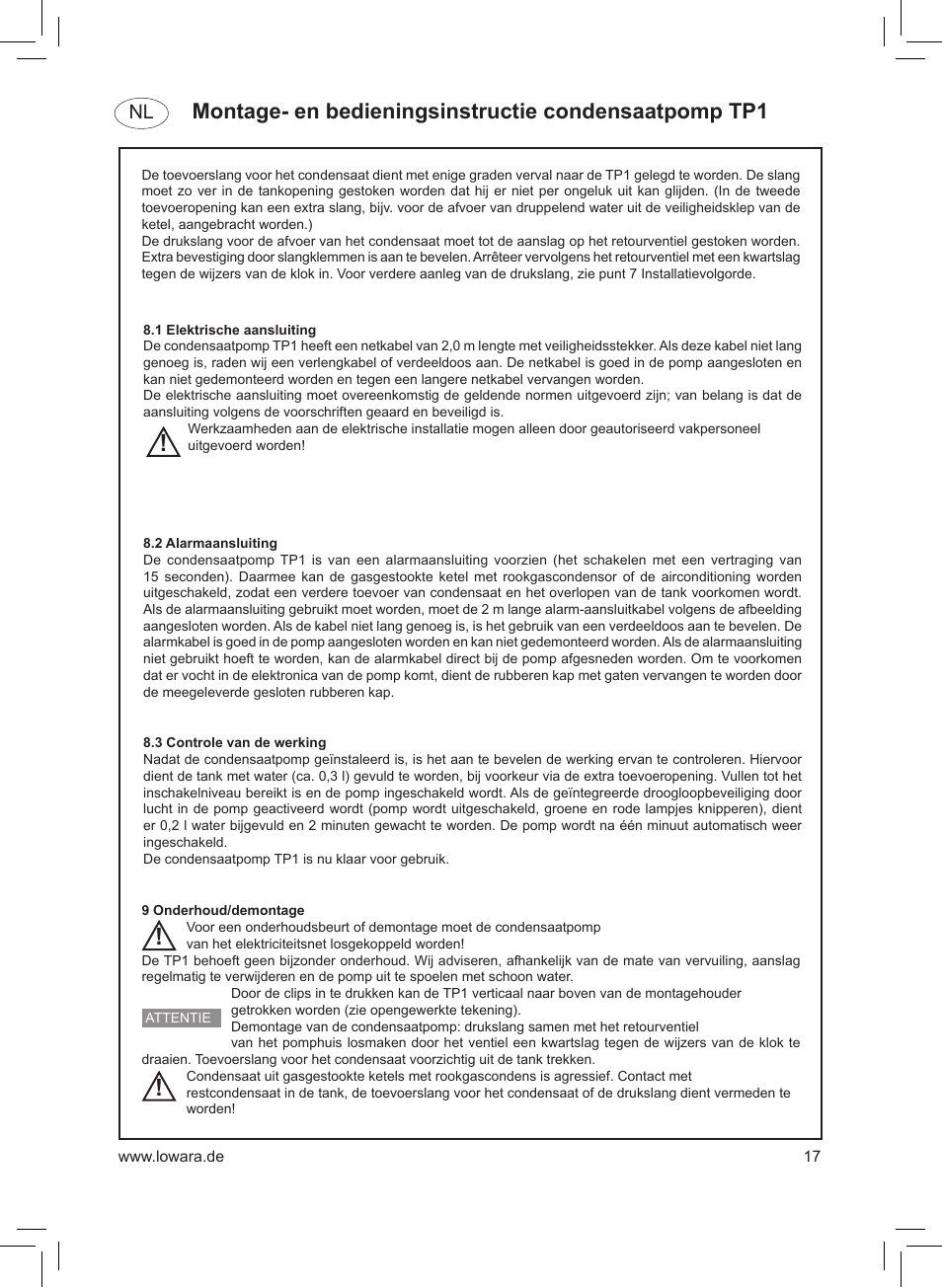 Nl 8.2 | Xylem TP1 User Manual | Page 17 / 24
