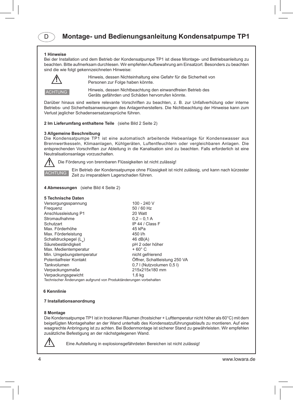 Xylem TP1 User Manual | Page 4 / 24