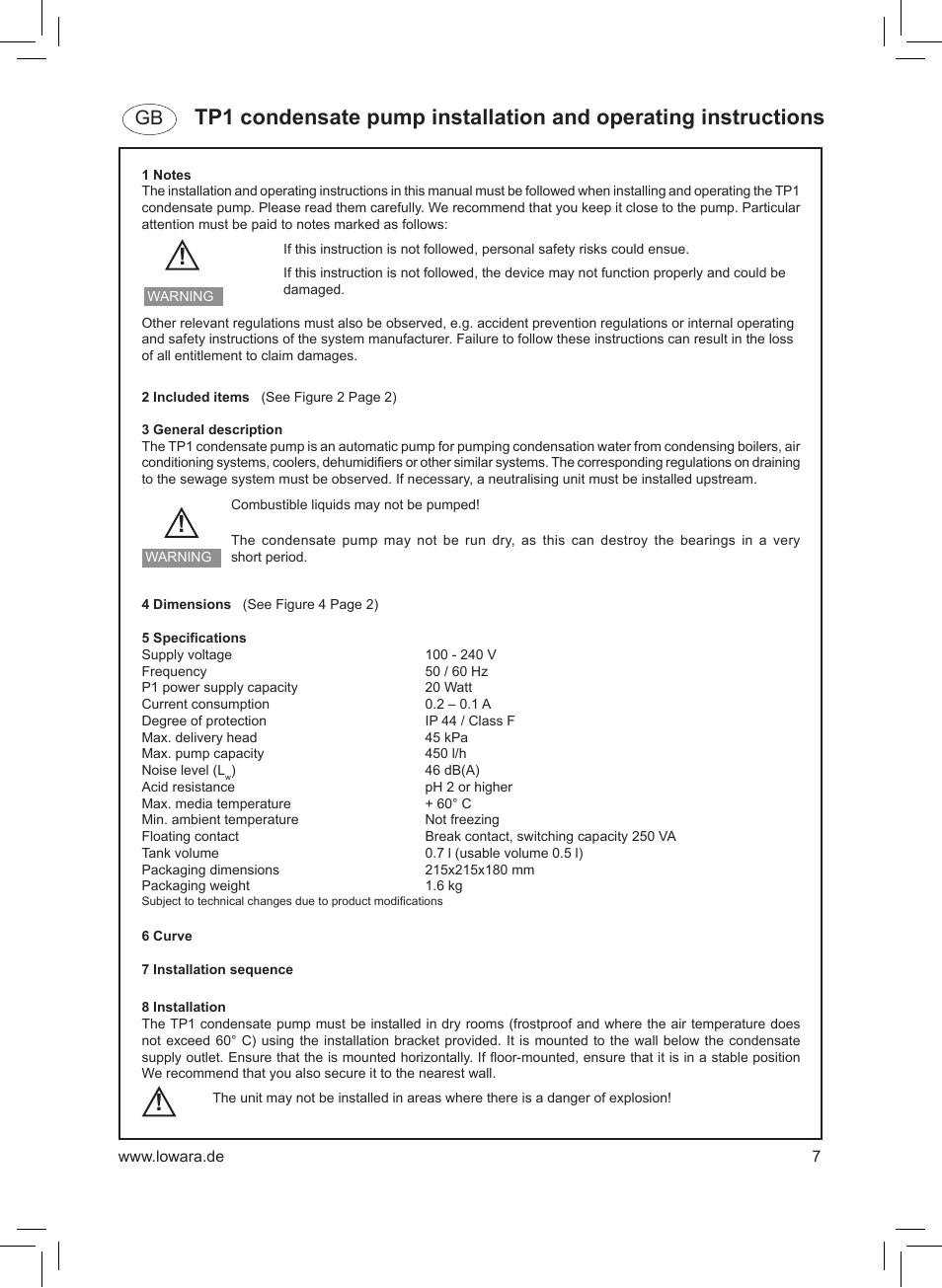 Xylem TP1 User Manual | Page 7 / 24
