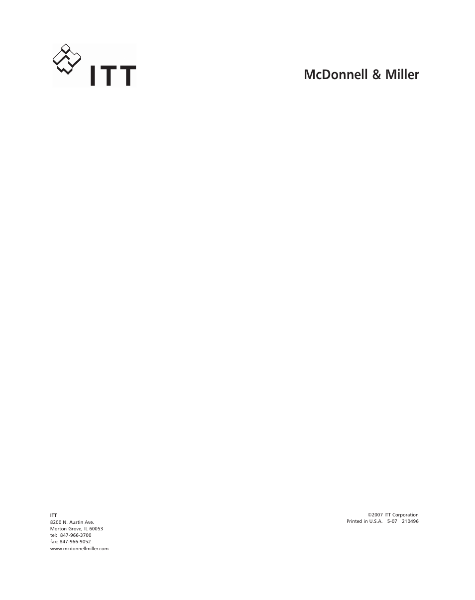 Mcdonnell & miller | Xylem MM 414B Series 150E and 157E Low Water Cut-Off/Pump Controllers For Steam Boilers and Other Level Control Applications User Manual | Page 16 / 16