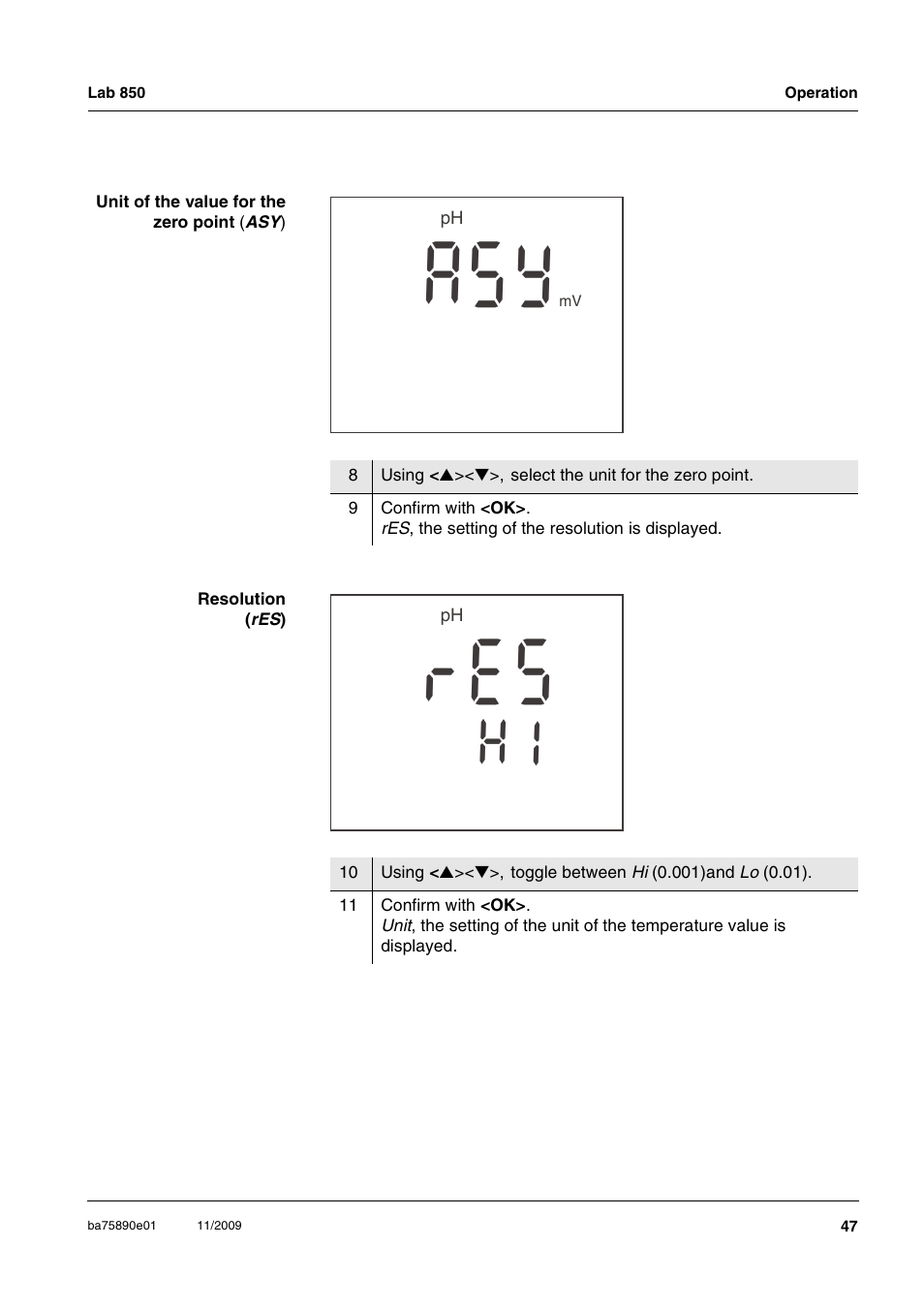 Ys a, Se r | Xylem Lab 850, starting from serial number 09470315 User Manual | Page 47 / 73