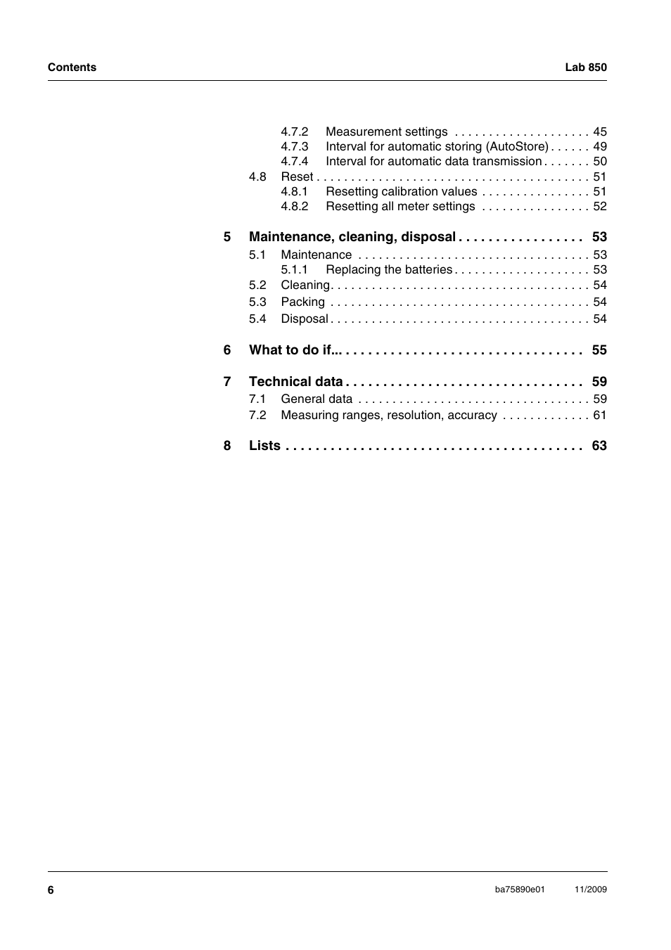 Xylem Lab 850, starting from serial number 09470315 User Manual | Page 6 / 73