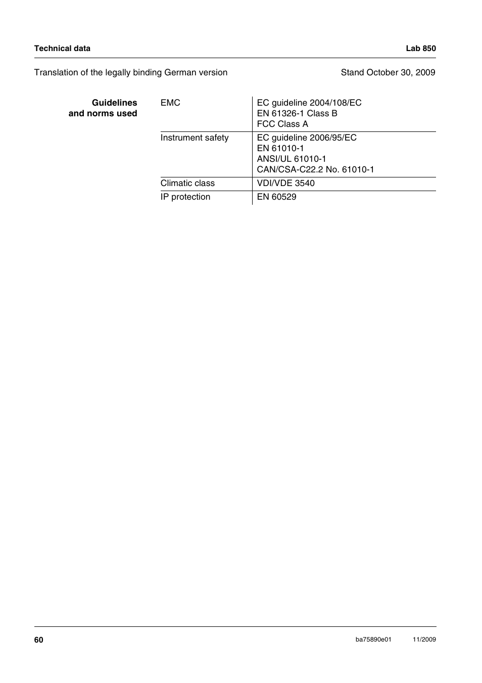 Xylem Lab 850, starting from serial number 09470315 User Manual | Page 60 / 73