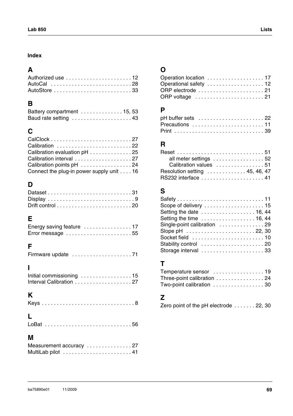 Xylem Lab 850, starting from serial number 09470315 User Manual | Page 69 / 73