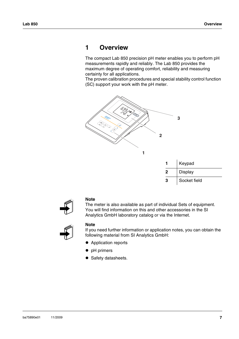 1 overview, Overview, 1overview | Xylem Lab 850, starting from serial number 09470315 User Manual | Page 7 / 73