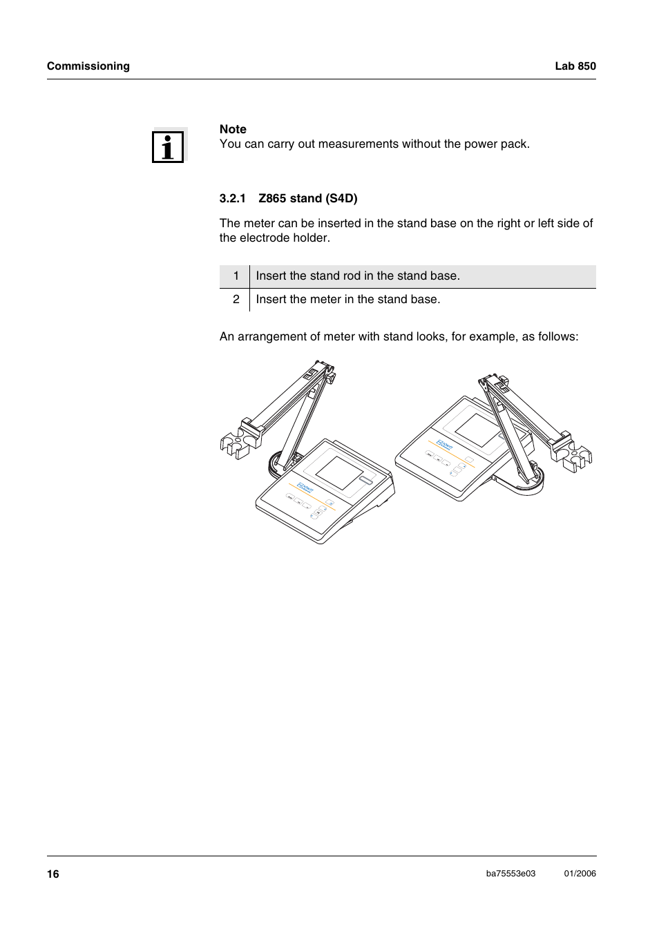 1 z865 stand (s4d), Z865 stand (s4d) | Xylem Lab 850, up to serial number 09470314 User Manual | Page 16 / 61