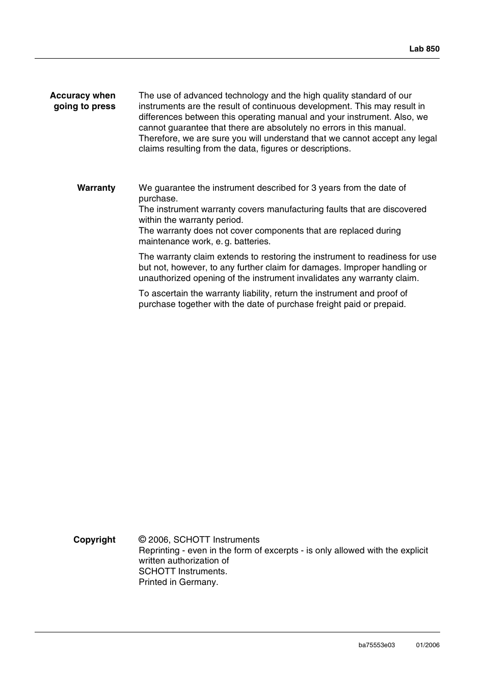 Xylem Lab 850, up to serial number 09470314 User Manual | Page 2 / 61