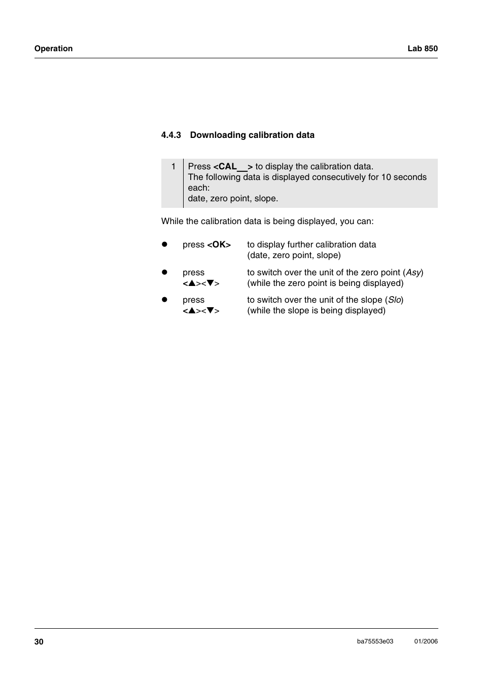 3 downloading calibration data, Downloading calibration data | Xylem Lab 850, up to serial number 09470314 User Manual | Page 30 / 61