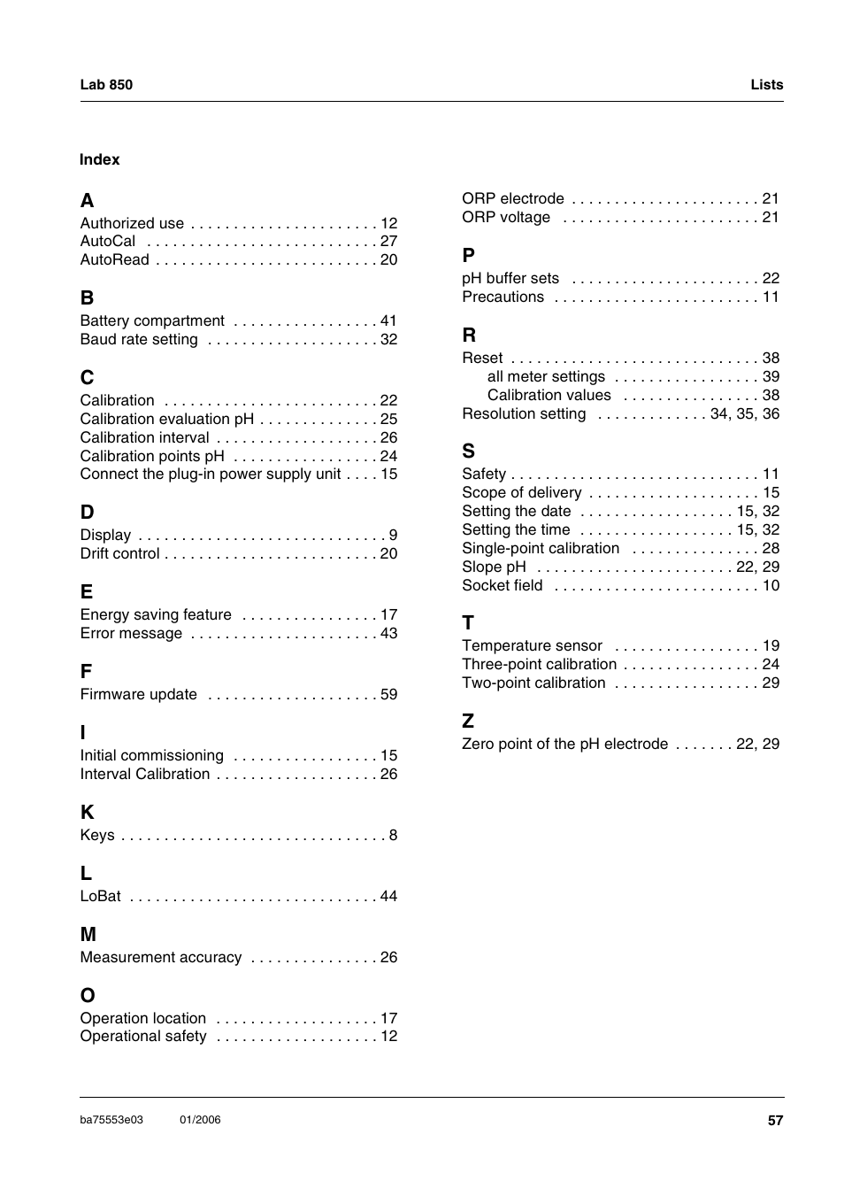 Xylem Lab 850, up to serial number 09470314 User Manual | Page 57 / 61