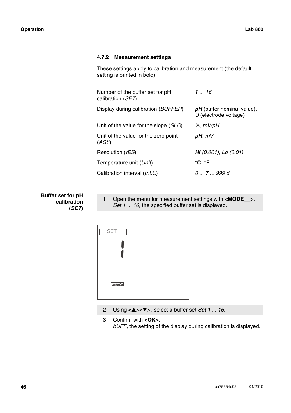 2 measurement settings, Measurement settings | Xylem Lab 860 User Manual | Page 46 / 74