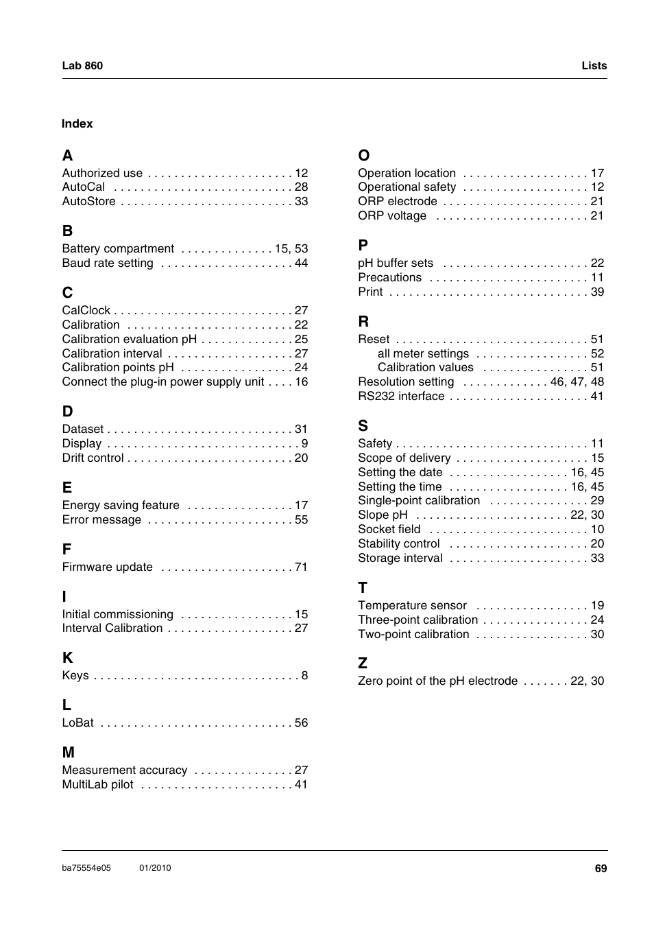 Xylem Lab 860 User Manual | Page 69 / 74