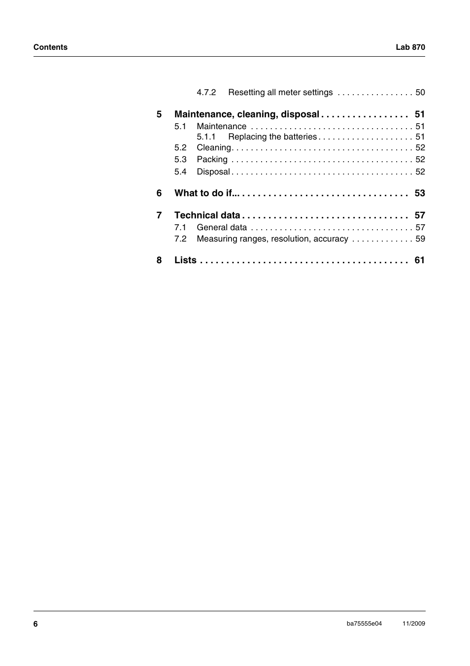 Xylem Lab 870 User Manual | Page 6 / 71