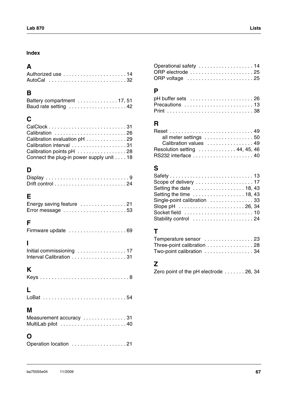 Xylem Lab 870 User Manual | Page 67 / 71