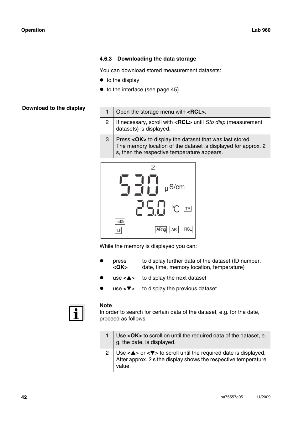 3 downloading the data storage, Downloading the data storage | Xylem Lab 960 User Manual | Page 42 / 77