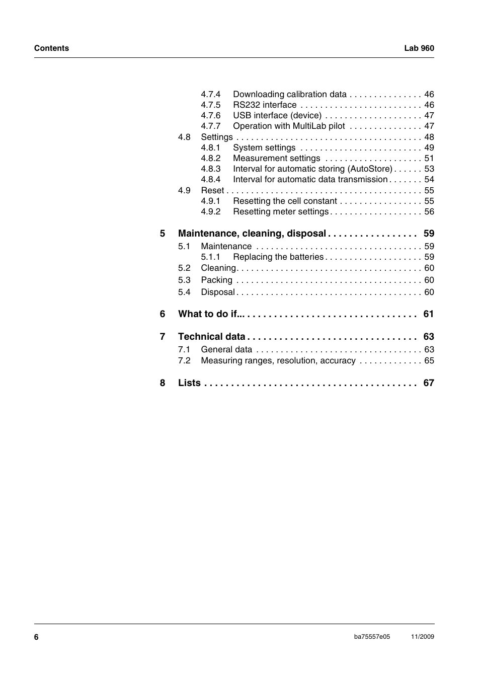 Xylem Lab 960 User Manual | Page 6 / 77