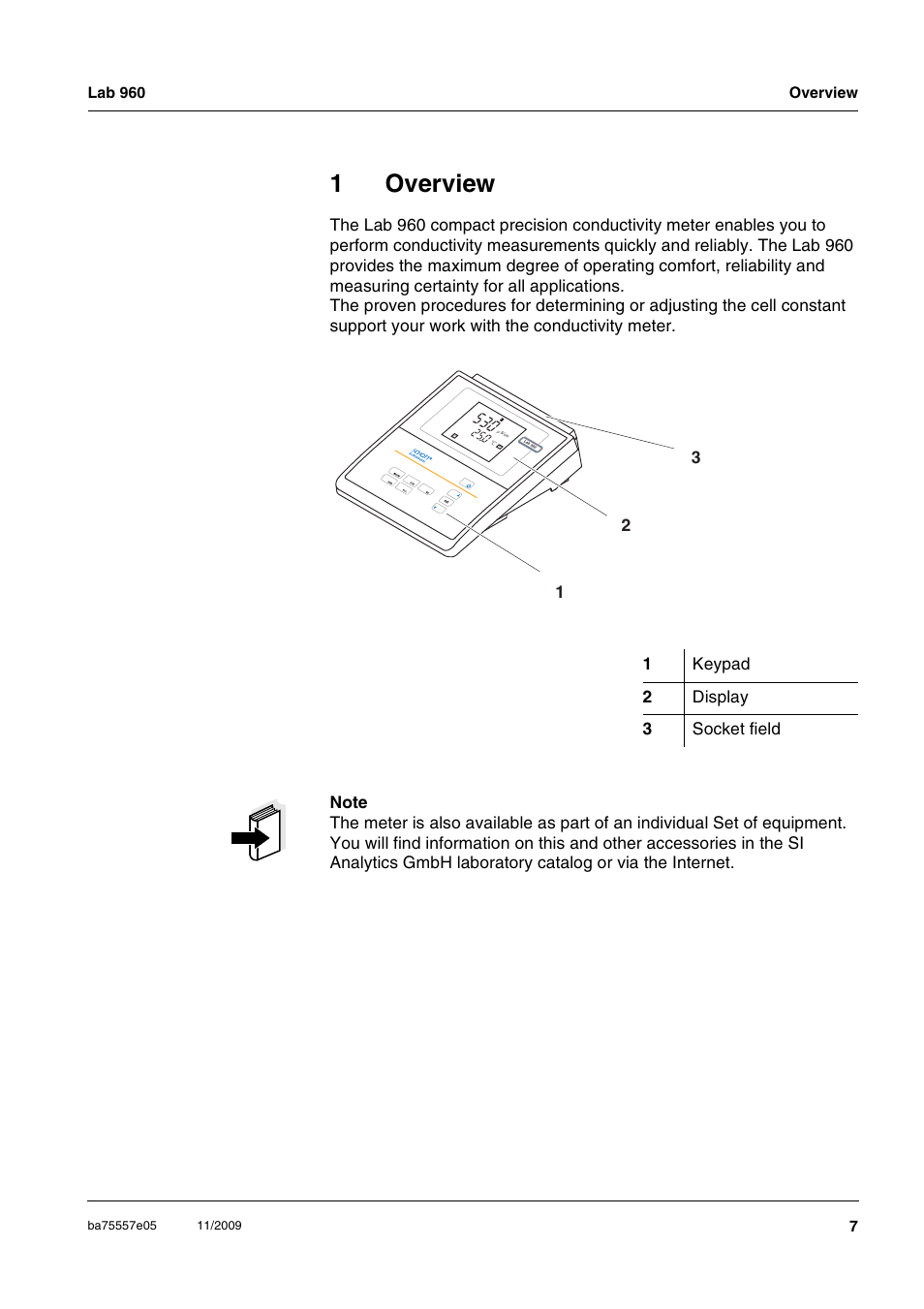 1 overview, Overview, 1overview | Xylem Lab 960 User Manual | Page 7 / 77