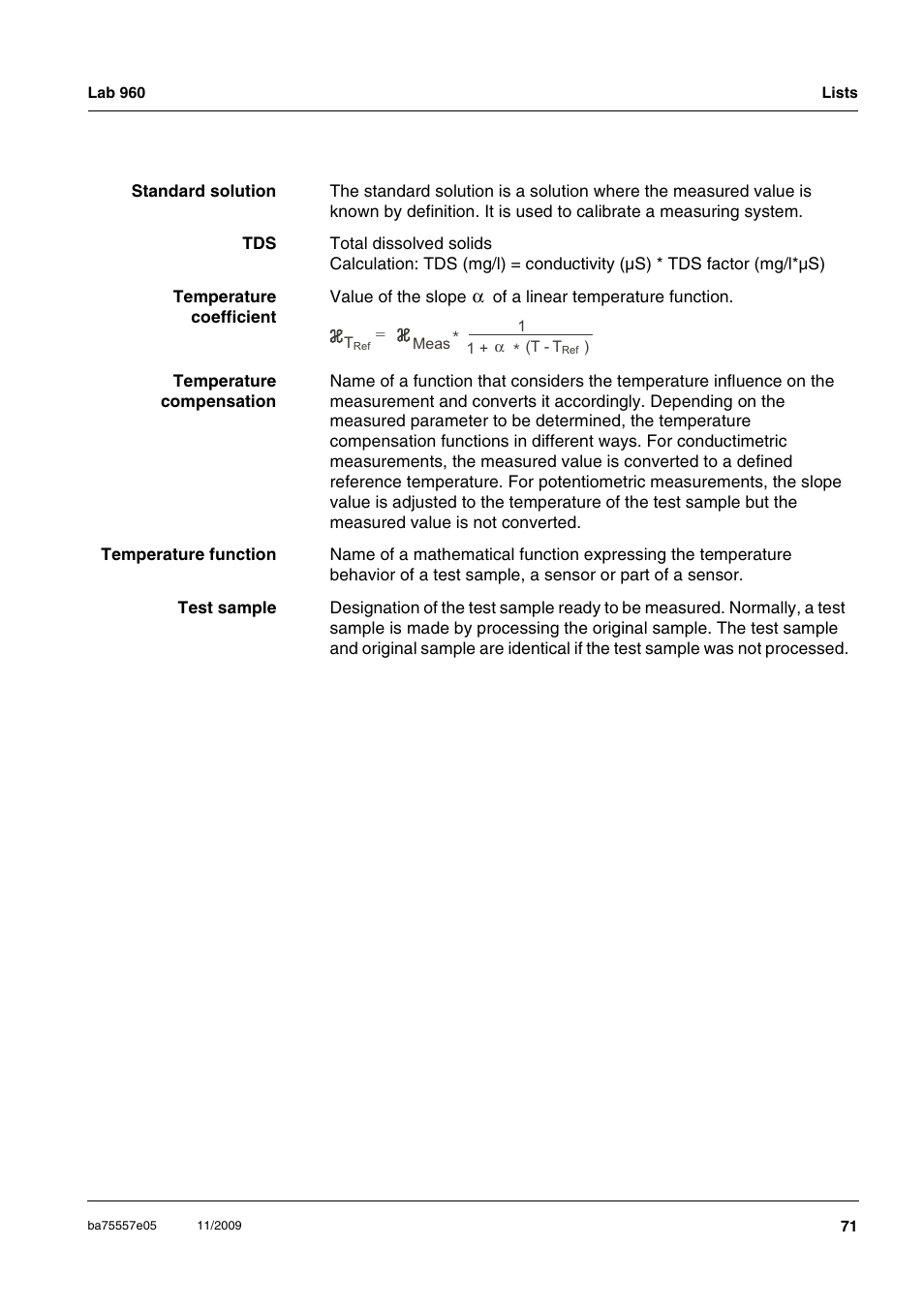 Xylem Lab 960 User Manual | Page 71 / 77