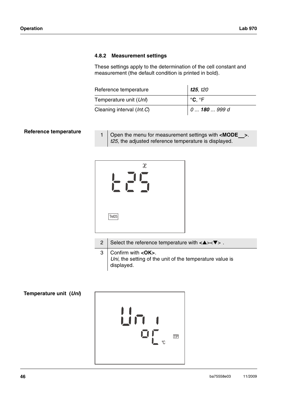 2 measurement settings, Measurement settings, 52 t | Xylem Lab 970 User Manual | Page 46 / 71