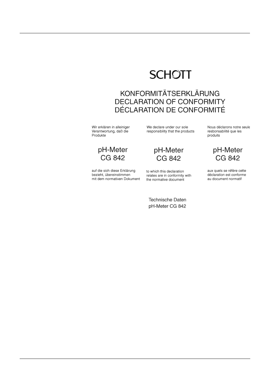 4 declaration of conformity | Xylem CG 842 User Manual | Page 9 / 44