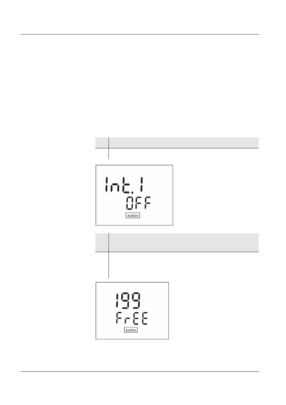 2 switching on autostore (int 1), Tore (int 1) (see section 4.4.2 s, Witching | Tore | Xylem CG 843 User Manual | Page 40 / 68