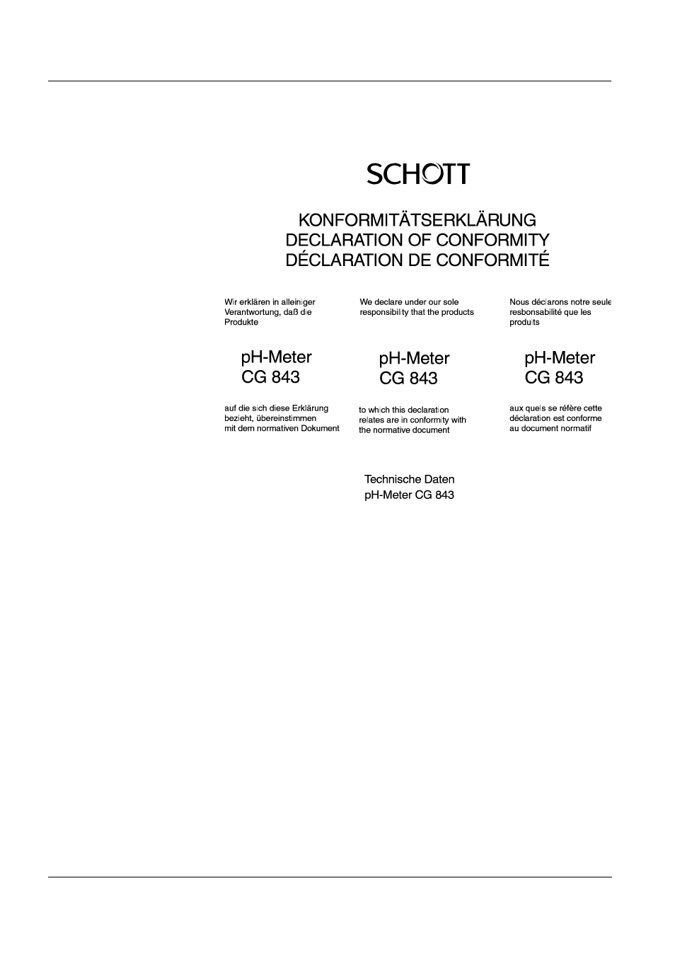 4 declaration of conformity | Xylem CG 843 User Manual | Page 8 / 68