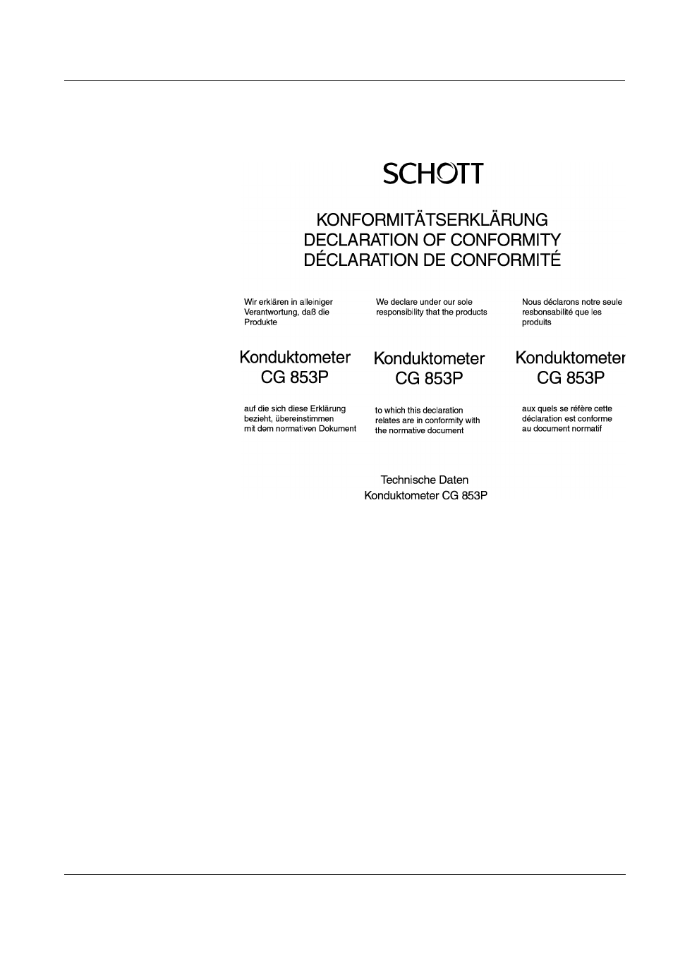 4 declaration of conformity | Xylem CG 853P User Manual | Page 9 / 76