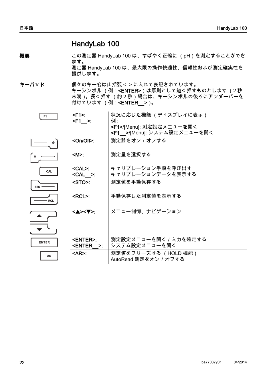 Ja 日本語, Handylab 100 | Xylem HandyLab 100 QuickStart User Manual | Page 24 / 50