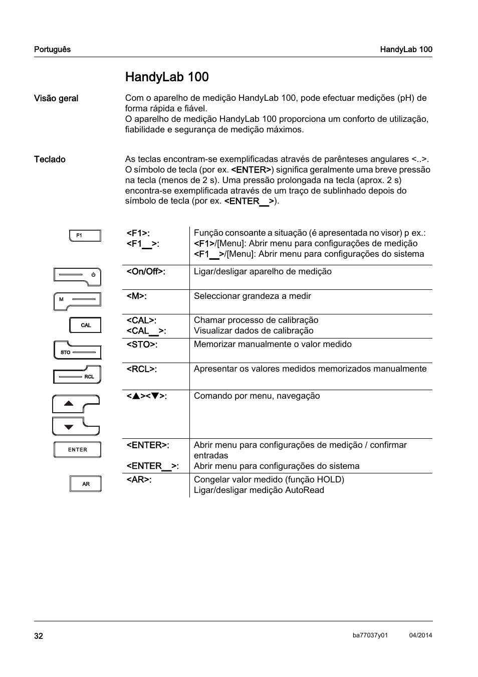 Pt português, Handylab 100 | Xylem HandyLab 100 QuickStart User Manual | Page 34 / 50