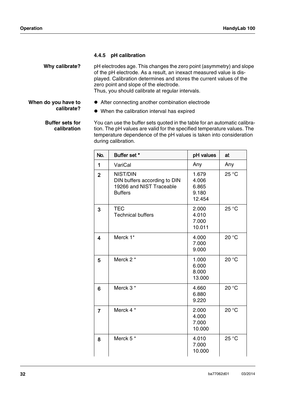 5 ph calibration, Ph calibration | Xylem HandyLab 100 User Manual | Page 32 / 66